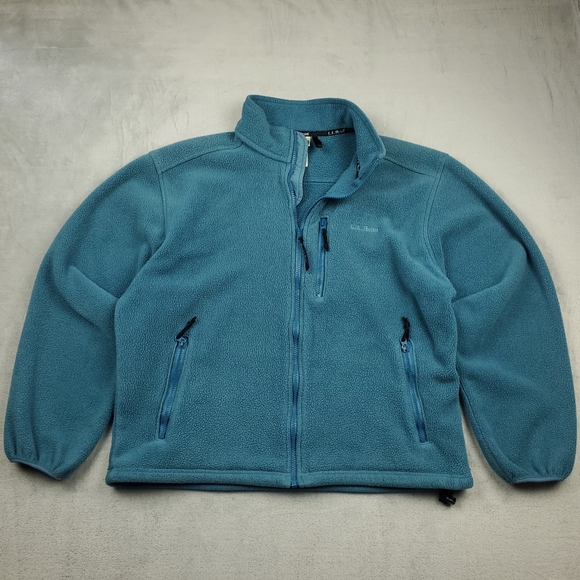 Vintage LL Bean Zip Up Fleece Jacket Mens Medium Sweatshirt Teal Tourquoise USA - Picture 1 of 11
